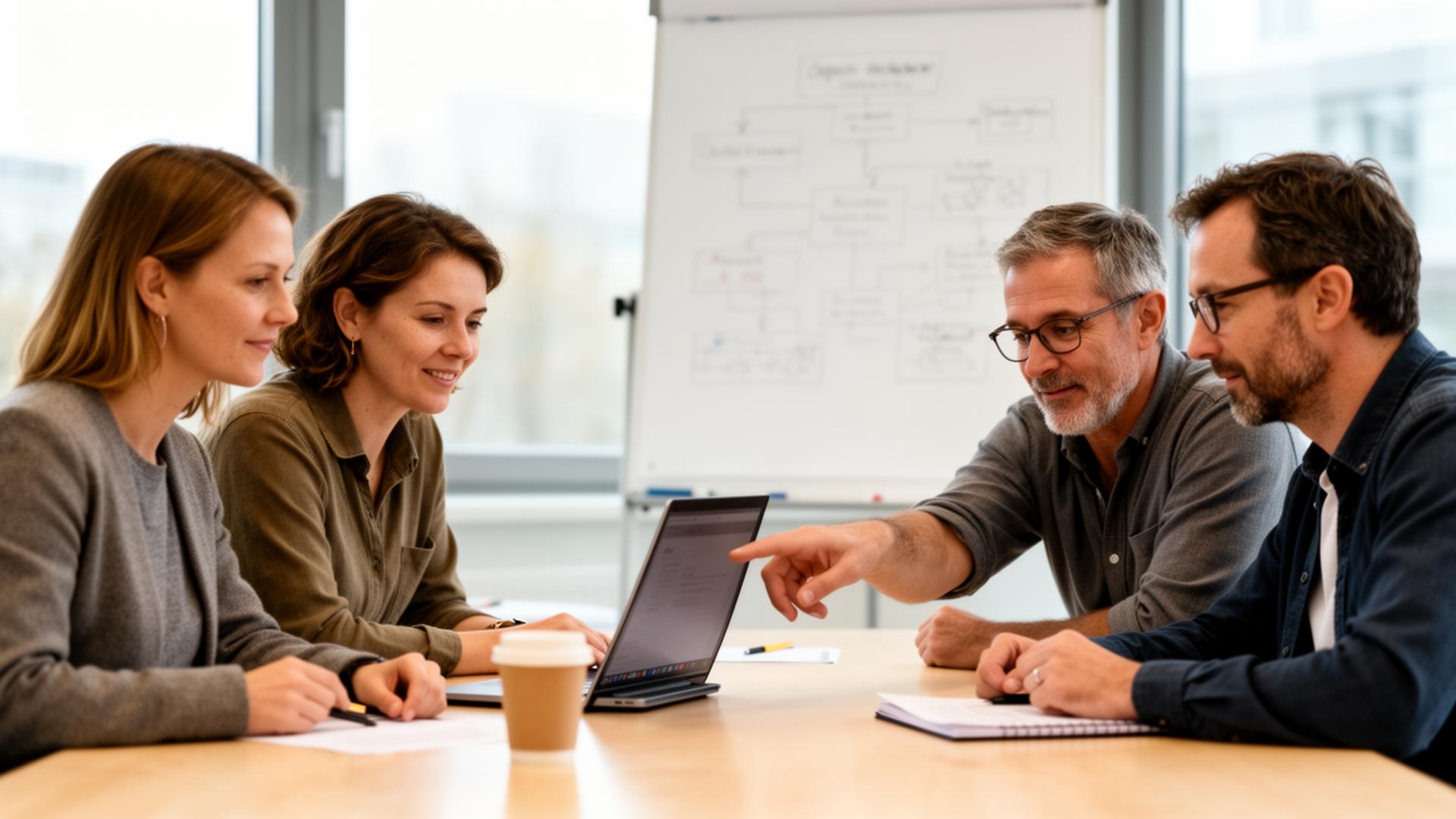 Team von Connecting Media im Meeting